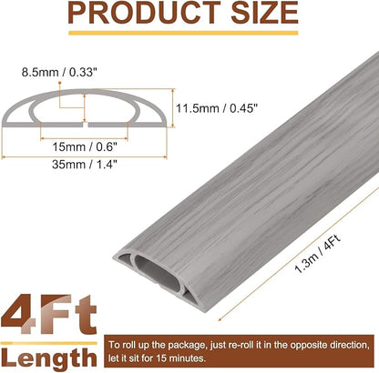 HARFINGTON 4ft Cord Cover Floor W0.6 x H0.33 Inner Channel PVC Hide Extension - Image 2