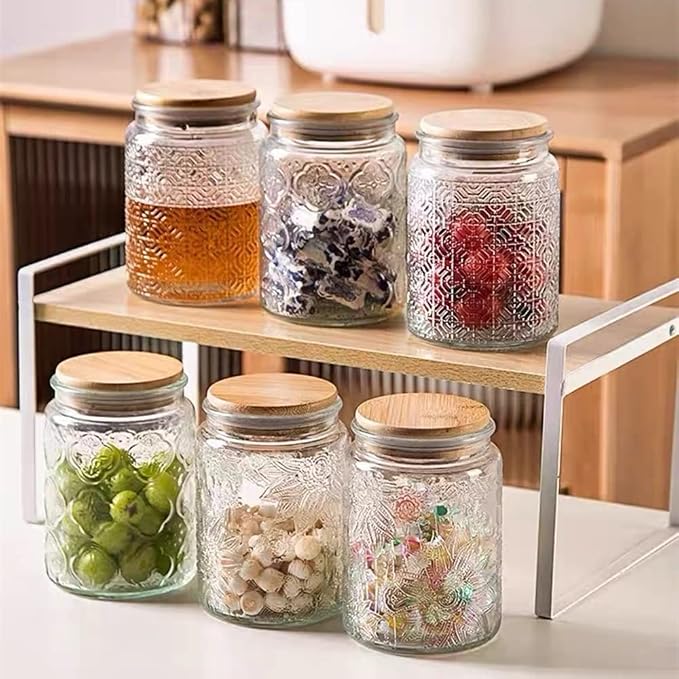 ANSQU 2 Pack Vintage Glass Storage Jar, 23.7 FL OZ Glass Food Storage Containers - Image 6