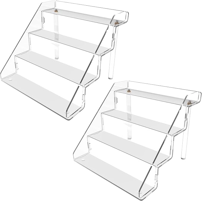 Clear Acrylic Display Risers Stand Set of 2, Perfume Organizer Holder And by Sezanrpt