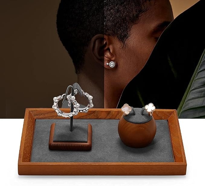 Oirlv Solid Wood Small Jewelry Tray Trade Showcase Countertop Jewelry Display - Image 5