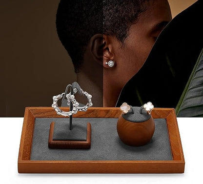 Oirlv Solid Wood Small Jewelry Tray Trade Showcase Countertop Jewelry Display - Image 5
