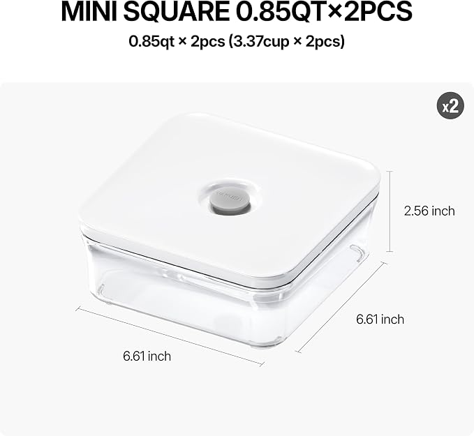 VAKUEN Premium Airtight Food Storage Containers, Mini Square 2pc/set, Smart - Image 2
