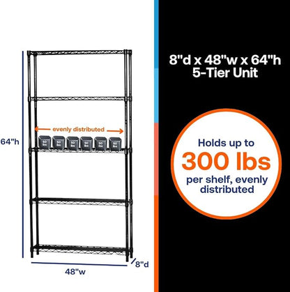Shelving Inc. 8" d x 48" w x 64" h Black Wire Shelving - Image 2