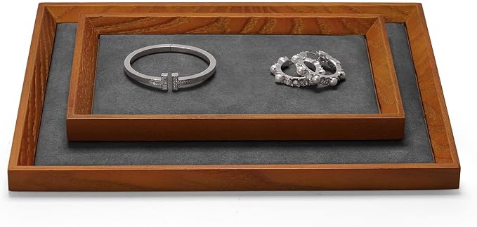 Oirlv Solid Wood Small Jewelry Tray Trade Showcase Countertop Jewelry Display - Image 7