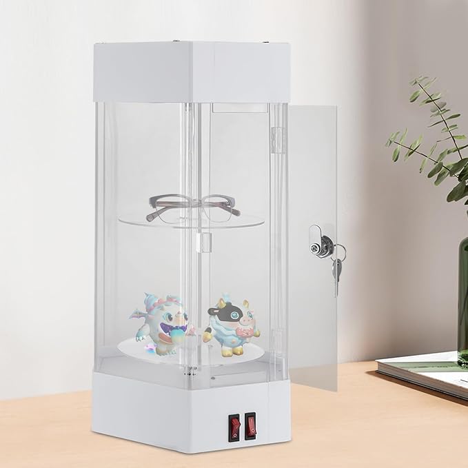LED Electric Rotating Acrylic Display Case, Jewelry Display Case, Free Standing - Image 5
