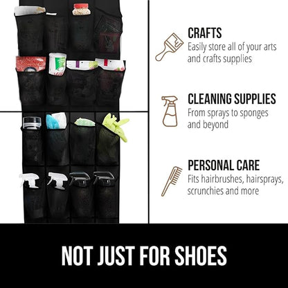 GORILLA GRIP Over the Door Shoe Organizer, 24 Extra Large Breathable Mesh - Image 7