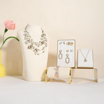 GemeShou Beige necklace hanger jewelry organizer, Velvet jewelry stand necklace - Image 4