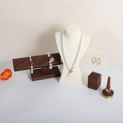 GemeShou Beige necklace storage hanger stand jewelry organizer, Velvet jewelry - Image 7