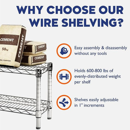 Shelving Inc. 8" d x 30" w x 84" h Chrome Wire Shelving - Image 7
