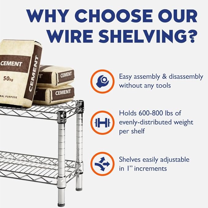Shelving Inc. 14"d x 30" w x 64" h Chrome Wire Shelving - Image 7