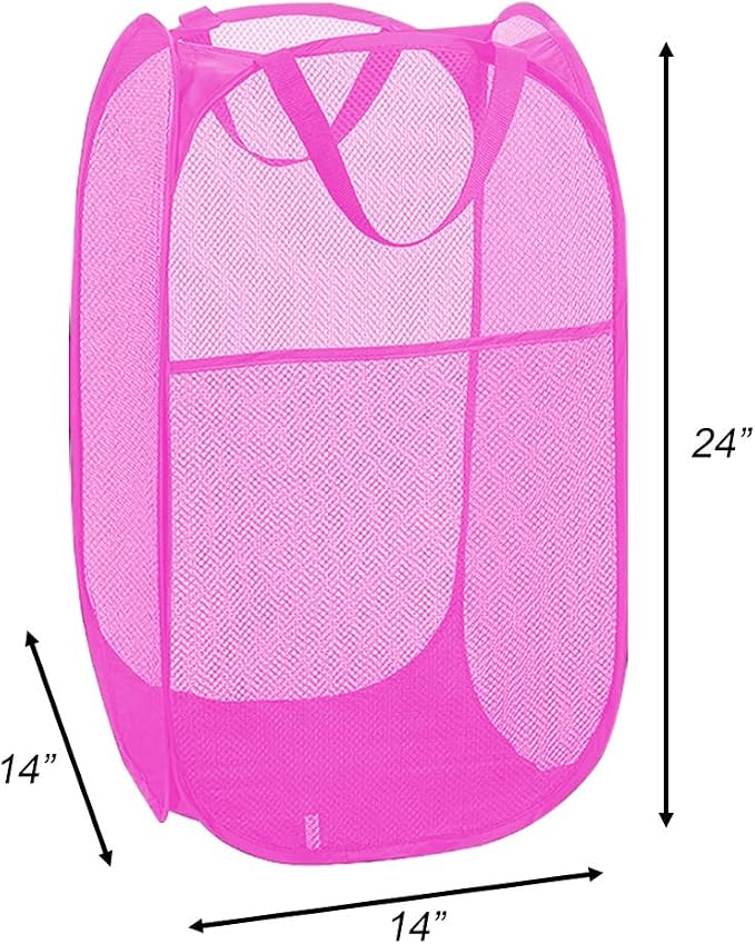 Larpur Popup Laundry Basket, Collapsible Portable Mesh Clothes Washing Laundry - Image 2