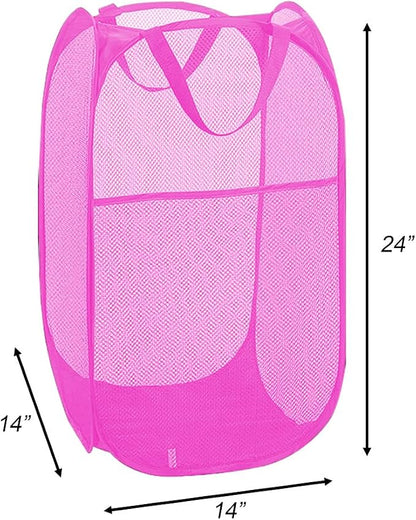 Larpur Popup Laundry Basket, Collapsible Portable Mesh Clothes Washing Laundry - Image 2