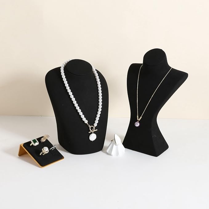 GemeShou Black necklace hanger jewelry organizer, Velvet jewelry stand necklace - Image 3