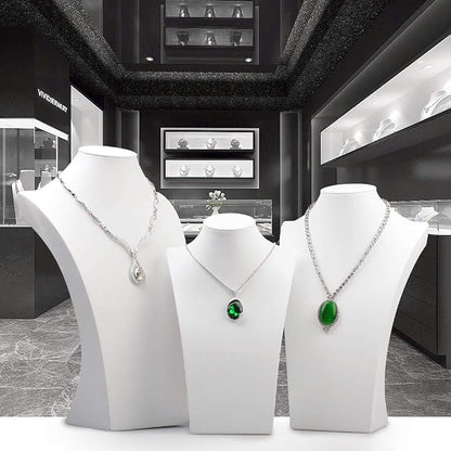 Oirlv White Leather Jewelry Bust Necklace Display Stand Trade Show Jewelry - Image 2