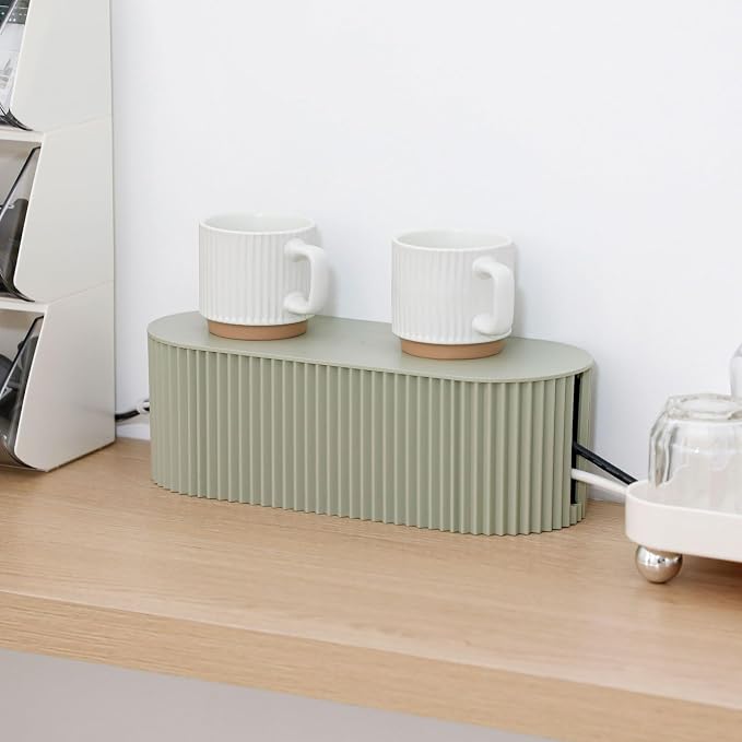 Green Cord Organizer Box, Plastic Cable Management Box - Image 8