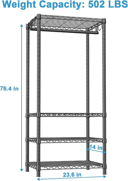 Ulif H4 Mini Portable Closet, 4 Tiers Freestanding Clothing Garment Rack - Image 5