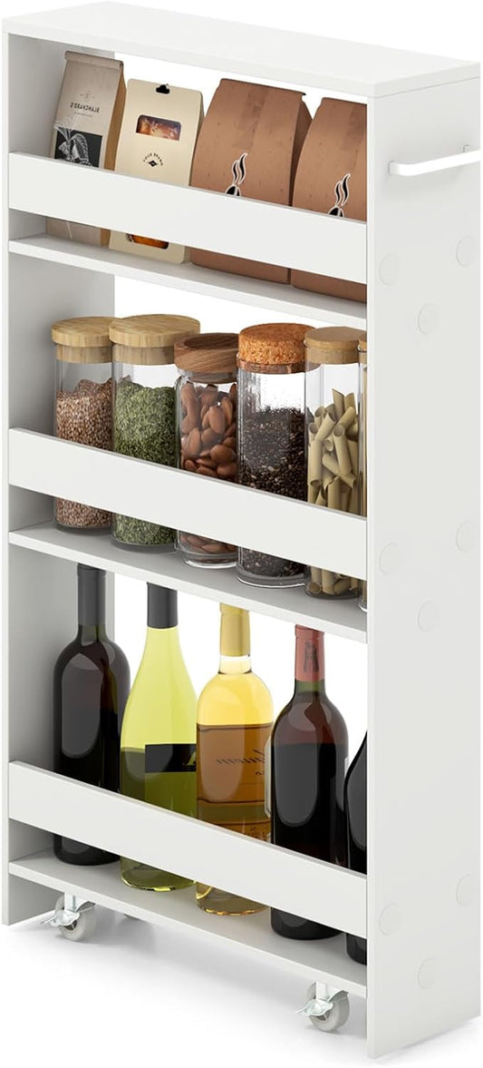 Giantex Slim Storage Cart 4 Tier, Rolling Narrow Island Cart, Side Cabinet by Giantex