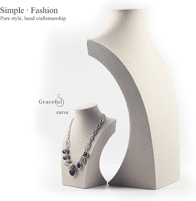 Oirlv Linen Necklace Display Bust 3D Necklace Organizer Jewelry Display Holder - Image 4
