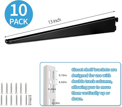 10 Pack 13‑Inch Adjustable Wire Shelf Brackets – Heavy‑Duty Double‑Track Closet - Image 2
