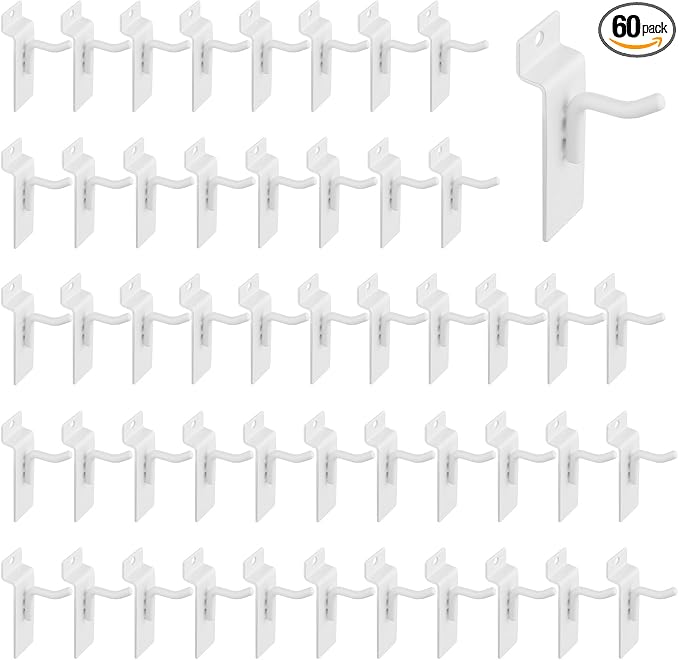 1" Slatwall Hooks, 60 Pack Garage Slat Wall Hanging Display Hooks by ALFFUN