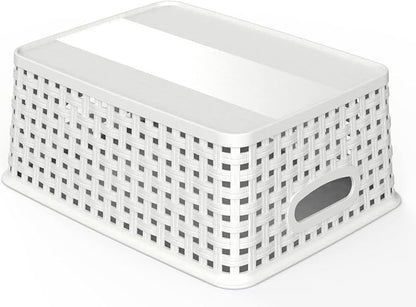 WYT Woven Plastic Storage Baskets, 6 Pack White Weave Bins Organizer, 10.1" x - Image 3