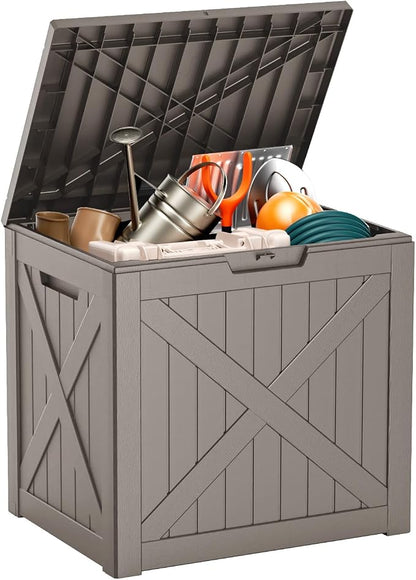 32 Gallon Outdoor Deck Box, Storage Lockable Waterproof Patio Furniture by MAIUSCOLI