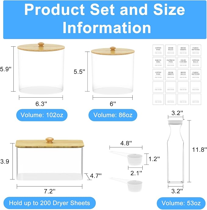 3+1 Pack Laundry Pods Containers & Dryer Sheet Holder & Laundry Detergent - Image 2