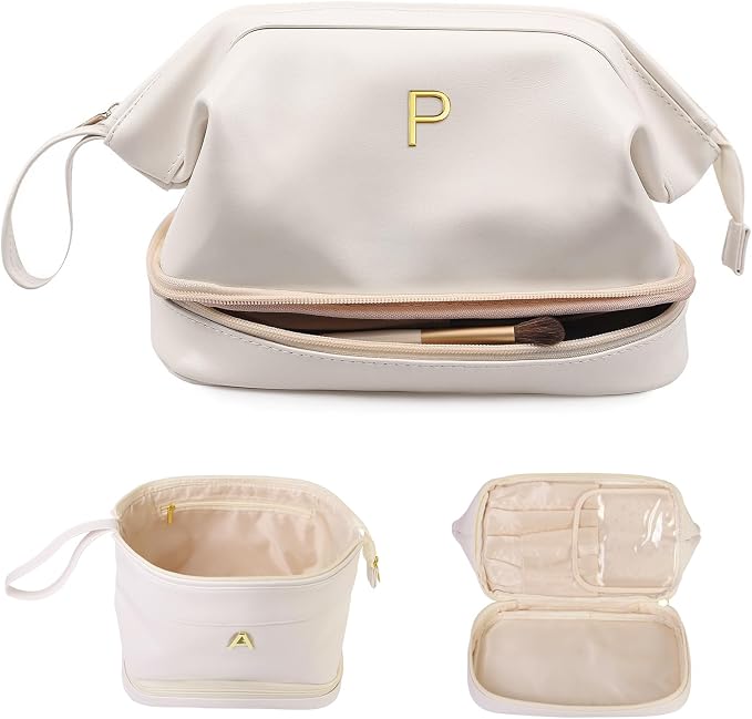 Girl Gift Ideas, Initial Double Layer Cosmetic Bag by Vogewood