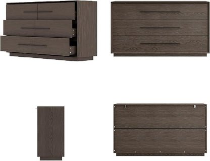 Bedside Table with 6 Drawers, Modern Side Table, Wide Nightstand, Wooden Bed - Image 9