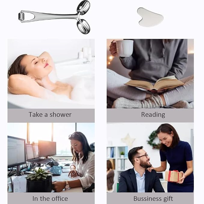 Yeamon Gua Sha Facial Tools and Face Roller Set, Facial Massage Tool - Image 8