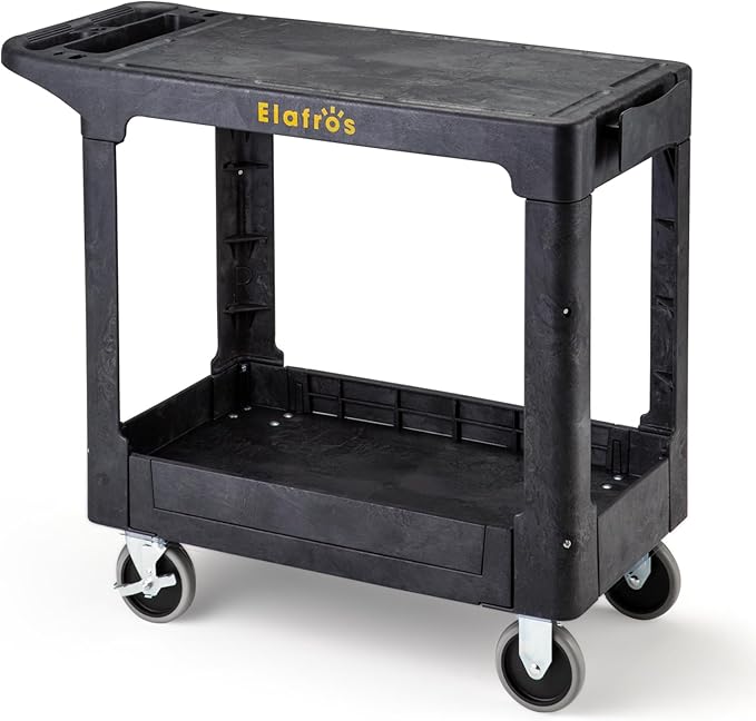 ELAFROS Heavy Duty Plastic Utility Cart Flat top 37 x 18.8 Inch by ELAFROS