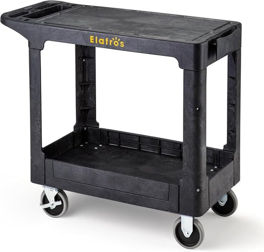 ELAFROS Heavy Duty Plastic Utility Cart Flat top 37 x 18.8 Inch by ELAFROS
