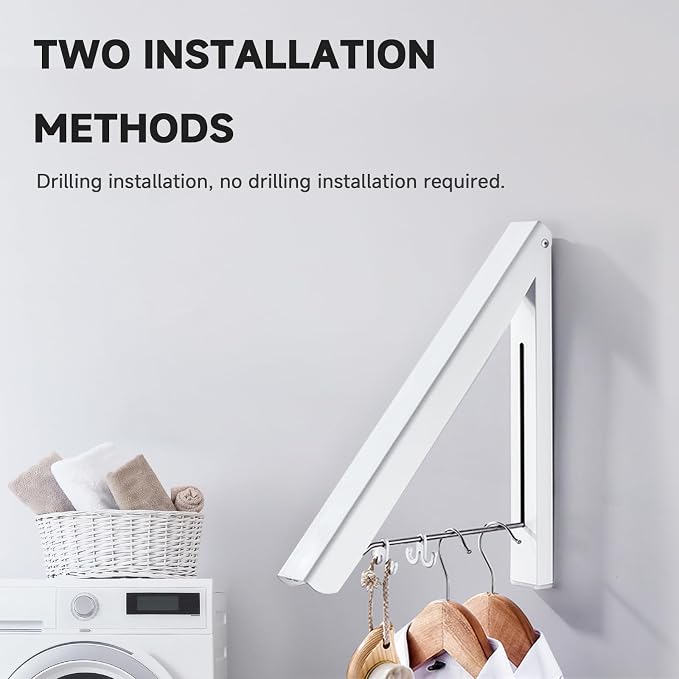 Retractable Clothes Drying Rack, Space Saver Wall-Mounted Retractable & - Image 6
