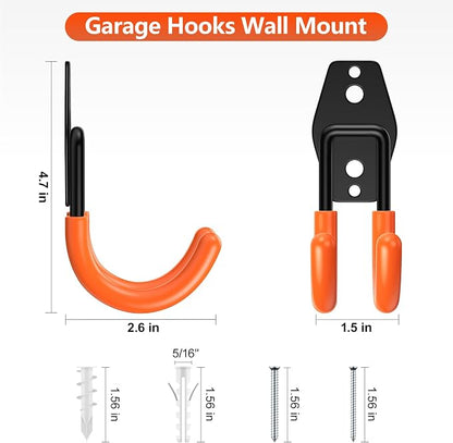 Garage Hooks with Anti-Slip Coating, Heavy Duty Wall Mount Storage Hooks - Image 2