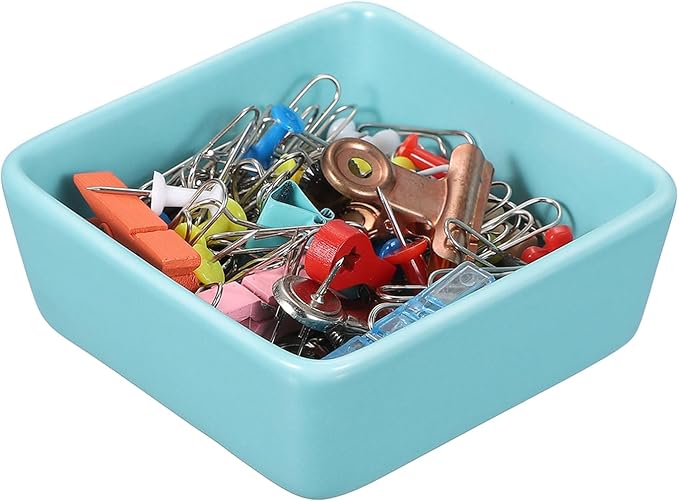PATIKIL Square Paper Clip Holders, Ceramic Bowl Dish Clip Dispenser Organizer by PATIKIL