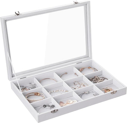 Frebeauty Velvet Jewelry Tray, 12 Grid Jewelry Organizer by Frebeauty