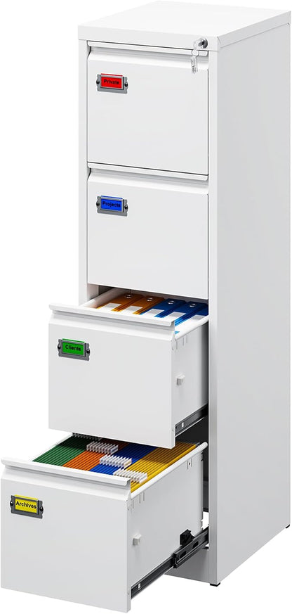 4-Drawer File Cabinet, 16.3" Deep Vertical Filing Cabinet by PEUKC