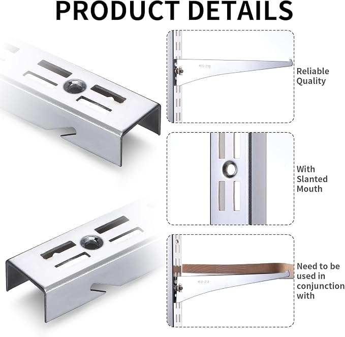 6 Pcs 47.5 Inches Shelf Rails Bracket Track Upright Closet System Hardware - Image 4