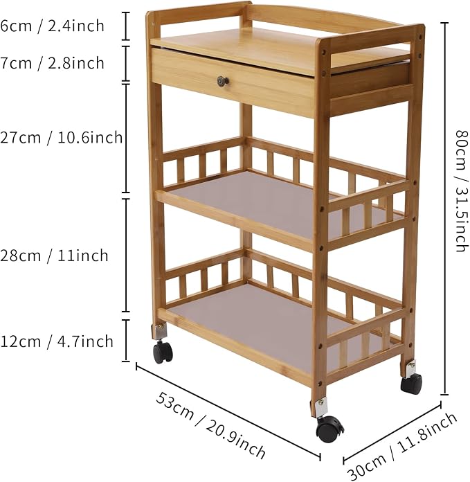 3 Tier Bamboo Storage Cart - Image 6