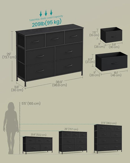 SONGMICS Dresser for Bedroom, Chest of Drawers, TV Stand, 7 Non-Woven Fabric - Image 2