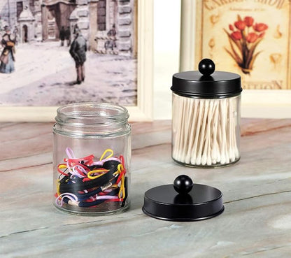 Amolliar 6Pc Apothecary Jars Bathroom Vanity Organizer- Rustic Farmhouse Decor - Image 8