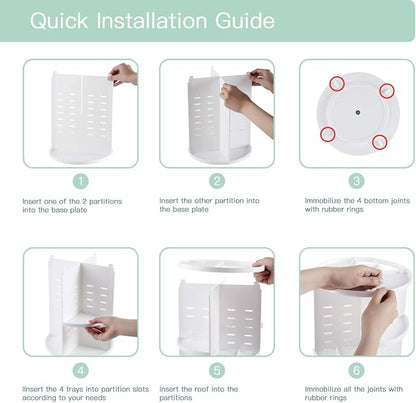 360 Rotating Makeup Organizer, DIY Adjustable Spinning Holder, Foldable - Image 6