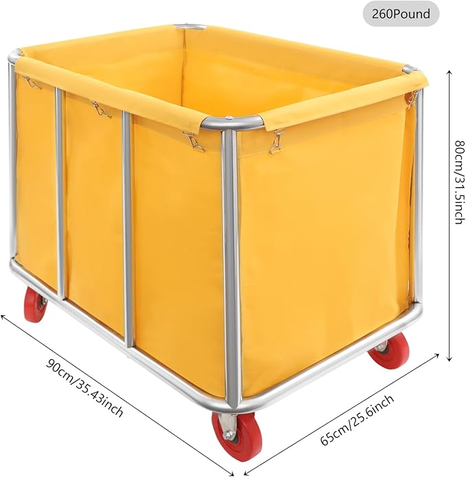 Commercial Laundry Cart with Wheels, Laundry Hamper Cart, Heavy Duty Rolling - Image 2