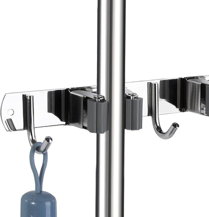 voze 2 Racks and 3 Hooks Mop and Broom Holder Wall Mount, Self Adhesive Heavy - Image 5