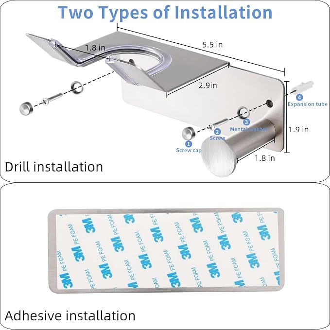 Hair Dryer Holder Stainless Steel, Blow Dryer Holder Self Adhesive, Dyson Hair - Image 5