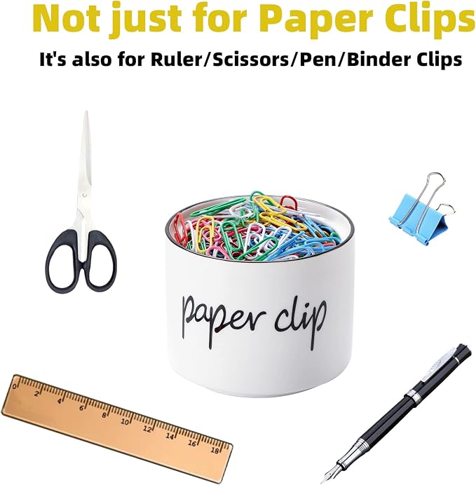 ONTUBE Farmhouse Paper Clip Holders, Ceramic Binder Clip Dispenser Organizer - Image 3