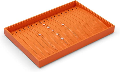 Oirlv Luxury Leather Jewelry Tray Necklace Bracelet Organizer Tray Stackable - Image 5