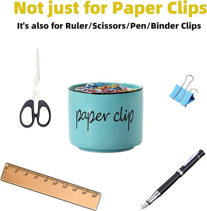 ONTUBE Farmhouse Paper Clip Holders, Ceramic Binder Clip Dispenser Organizer - Image 3