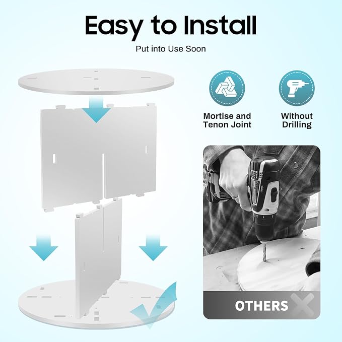 2-Tier Rotating Bookshelf 360° Revolving Bookcase, Floor Standing Bookcase Book - Image 8