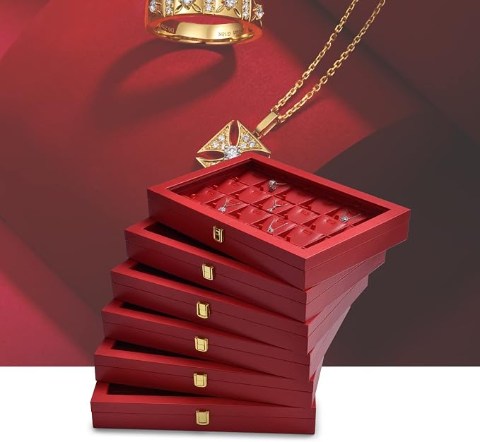 Oirlv Premium Red Leather Jewelry Tray - Image 8
